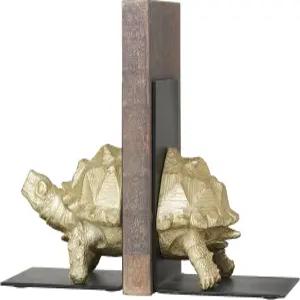 코스모폴리탄 폴리스톤 거북이 장식 북엔드 코스모리빙 블랙 스탠드 오피스 5인치 6인치 황동 2종 세트의