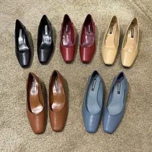 로우힐 UZ740650 LK 펌프스 Q816 레더 스퀘어 뮬 여성로퍼 블로