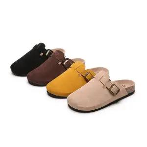 여성 PG482672 유니크 세무 버클 세련 스웨이드 블로퍼 슬리퍼