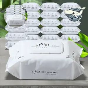 100매 도톰한 물티슈 물휴지 아기 부드러운 자동차
