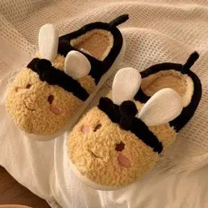 귀여운 WV576916 방한 털슬리퍼 스타일 꿀벌 거실화 실내화 털
