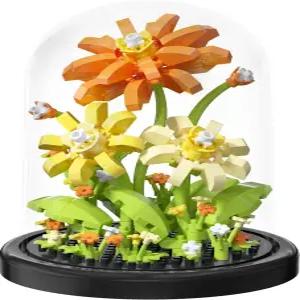 졸크노이아 열정 블룸 홈 꽃다발 먼지 커버 세트 건물 장난감 크리에이티브 어셈블리 분재 트리 발렌타인