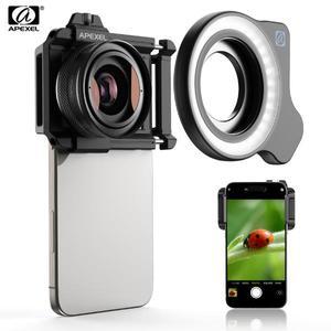APEXEL Professional HD 10-20X 줌 매크로 렌즈(필 라이트 포함), 대부분의 스마트폰용 휴대용 휴대폰 사진