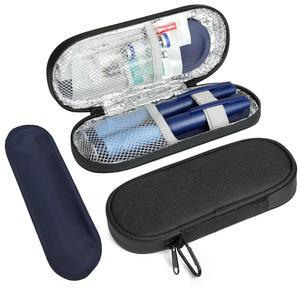 재사용 가능한 TSA 승인 아이스팩 2개가 단열 인슐린 용품 기타 쿨러백 포함된 여행용 케이스, BLK8IGHT 쿨러 블랙 펜용 펜 보관 제