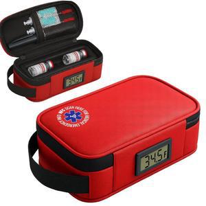 세이프태그 24시간 인슐린 쿨러 여행 케이스 팩 제 정보, 아이스 u2013 단열 보관함 바이알 디스플레이, NFC 용품용 및 휴대용 비상 가방, 온도계