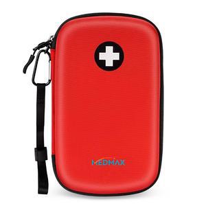 메드맥스 에피펜 용 휴대용 케이스, 하드 쉘 여행용 필수품, 대형(빨간색) EVA 흡수 정리 약 3개, 흡입기, 가방 보관 응급 의약품 파우치, 충격