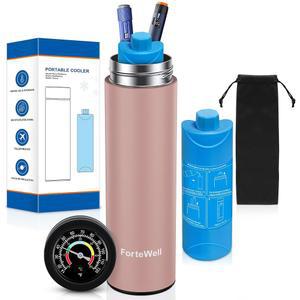 온도 표시기가 있는 포트웰 인슐린 쿨러 방지 여행용 60시간 케이스(장미) 가능 및 2-3개의 바이알, TSA 장착 펜 냉각 보호 케이스, 가방, 승인, 약물 부동액