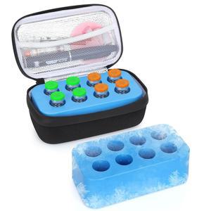 8슬롯 아이스 브릭이 있는 Leng Ke 케이스, 바이알, 여행용 인슐린 바이알 쿨백 의약품 환자용 (블랙) 10ml 쿨러 U-100 표준 여행 케이스 일상