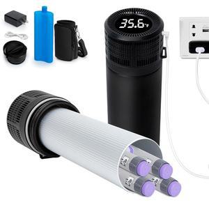 던박스 전기 인슐린 쿨러 여행 케이스 냉동 TSA 바이오 - 재사용 및 케이스, 병, 무제한 용 바이알(블랙). 펜 에피펜용 승인 가능한 시간,