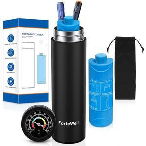 온도 표시기가 있는 포트웰 인슐린 쿨러 펜 바이알, 여행용 케이스(블랙) 2-3개의 부동액 약물 가방, 및 보호 케이스, 가능 승인, 60시간 장착 냉각 방지 TSA