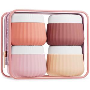 세면도구 4팩용 미즈드라이 여행용 용기, TSA 실리콘 필수 병 승인 누수 운반하는 병, 크림 휴대용 방지 물품을 봉투 작은 투명 크기 세면도구,