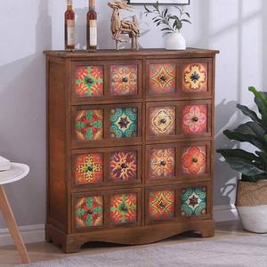 스말켓 원목 빈티지서랍장 엔틱 복도장 그린 거실 복도 완제품 레트로