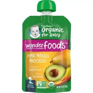 거버 베이비 오가닉 퓨레 이유식 배 망고 아보카도 99g Organic Pear Mango Avocado Puree