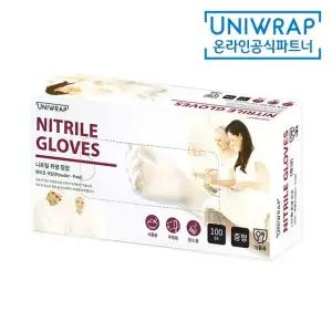 유니랩 니트릴 위생장갑 100매 화이트 M중형