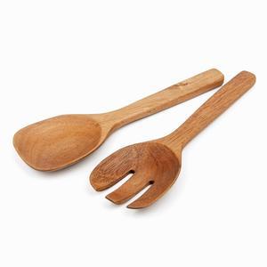 나투룸 아카시아 우드 샐러드 서버 요리 및 주방용 10인치 나무 식기 2개 세트