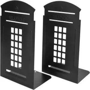 메리나인 2팩 북엔드 선반용 메탈 전화 부스 장식용 비스키드 헤비 가정 및 사무실용 도서 잡지 또는 CD