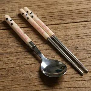 스토어-지유 코리락쿠마 캐릭터 스테인리스 슬림 수저세트 어린이학생용수저세트