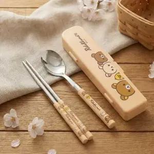 스토어-지유 코리락쿠마 캐릭터 슬림 수저케이스 세트 초등학생도시락수저세트