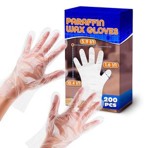 손용 파라핀 장갑 200개 가볍고 일회용이며 투명하며 누수 방지 기능이 있는 만능 플라스틱 부드럽고 사용하기 쉬운 요리 식사 청소 헤어 컬러링