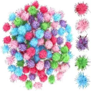 100개의 공예품 폼폼 볼 혼합 컬러풀한 부드럽고 푹신한 벌크 퍼지 DIY 크리에이티브 장식 (0.8인치)