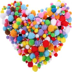 다양한 크기의 공예품 폼폼 300개 컬러 10mm-25mm 색상의 고탄성 미니 부드럽고 푹신한 예술 및 DIY 재료