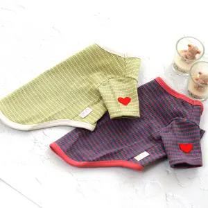 하트라인 스트라이프 티셔츠 골지면 국산 자체제작 강아지옷 루나몽 애견 반려견 의류