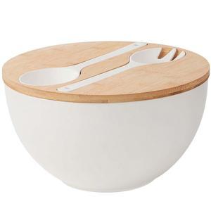 에코하고우 11 3인치 초대형 샐러드 서빙 볼 세트 6 5Qt 주방용 서버가 있는 대나무 섬유 파스타 혼합용 경량 빅 매트 화이트