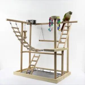 앵무새놀이터 장난감 사다리 대형 횃대 새장 나무 횟대 스탠드 원목 조류 날림장 케이지 그네