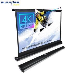 40인치 풀업 프로젝터 스크린 테이블탑 HD 16:9 접이식 스탠드 디자인 (캠핑 정원 여행 야외용)