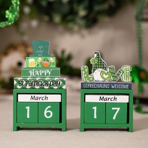 H4 뉴 루버페스티벌 인테리어 소품 세인트 패트릭 데이 우드 캘린더 세팅 카운트다운 스탠드