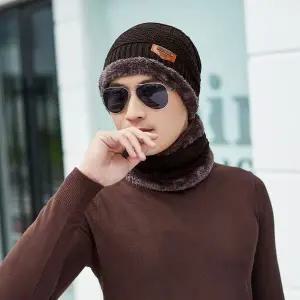 레이크 넥워머 비니세트 브라운 일체형니트모자 방한