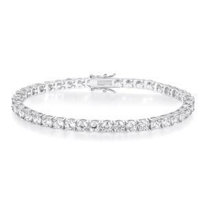 젬스미 18K 흰색 화이트/옐로우 골드 도금 3.0 큐빅 지르코니아 클래식 테니스 팔찌 6-9인치 여성