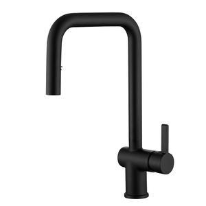 [미국배송] 풀다운 스프레이어가 있는 수메르인 매트 블랙 주방 수도꼭지 싱글 홀 SUS304 스테인리스 스틸 핸들 싱크대 수도꼭지