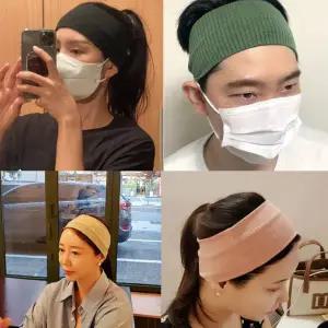 와이드 골지 스포츠 헤어밴드 땀 흡수 남성 머리띠