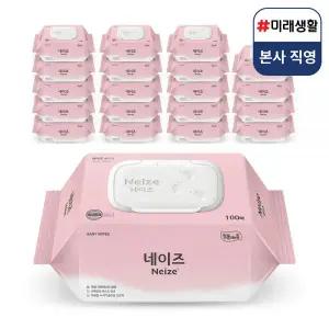 미래생활 아기 물티슈 네이즈 베이직 유아용품 캡 100매 20팩 MNA