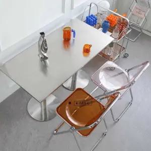 스테인레스 롱테이블 카페 둥근 식당 식탁 철제 4인