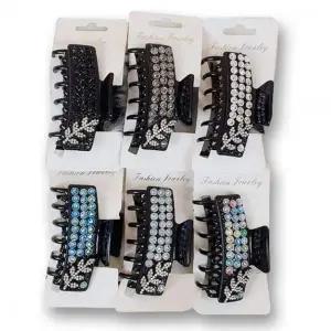 [골드스마일]큐빅 장식 헤어 집게핀 여성용 머리 고정 악세사리 헤어 클립