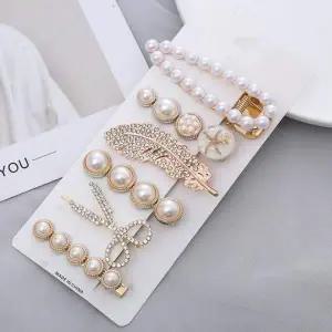 [골드스마일]진주 장식 반묶음용 빗핀 앞머리 고정용 헤어 집게핀