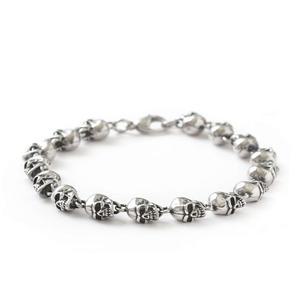 하킬 스테인리스 스틸 해골 구슬 연결 스트랜드 브레이슬릿 고딕 펑크 록 바이커 보석 선물