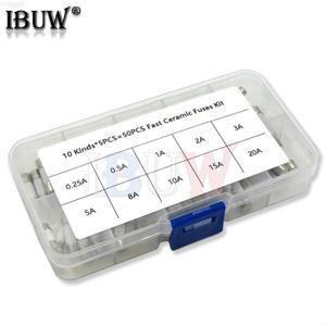 고속 세라믹 퓨즈 키트 250V 5mm x 20mm 0.25A 1A 2A 3A 8A 20 튜브 모음 박스당 50 개