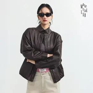 머티리얼랩 26SS 퍼널넥 SYNTHETIC 레더 코쿤 자켓