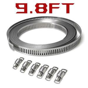 9.8피트 조절  대형 호스 클램프 웜 기어 스테인리스 스틸 클램프+6개의 패스너 자동차 액세서리