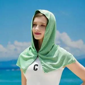 [콩심팥심]여름용 원버튼 후드 스카프 비치 모자 똑딱이 스타일