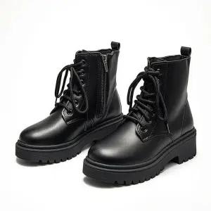 [라일리] Rly 여자 통굽 발목 신발 워커 지퍼형 데일리 슈즈