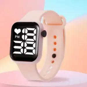 스크린 실리콘 사각 전자 시계 손목 디지털 다조 손목시계 LED손목시계 밴드손목시계