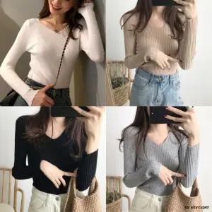 골지 브이넥티셔츠 SD-200968