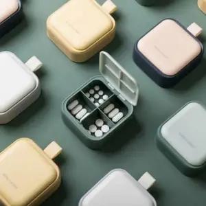 모던 원데이 원터치 휴대용 4칸 약통 케이스