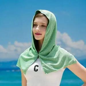 여름용 원버튼 후드 스카프 비치 모자 똑딱이 스타일