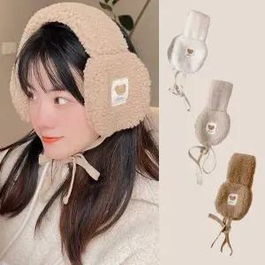 겨울용 양털 귀도리 방한 모자 곰돌이 디자인 크리스마스 선물