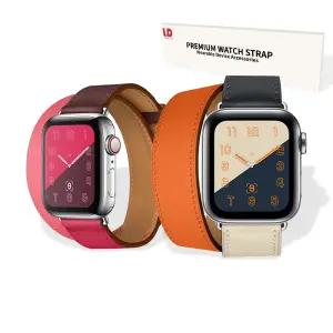 리빙듀오 애플워치 스트랩 더블투어 가죽시계줄 디자인 패션소품 아이템 칼라 교체 손목